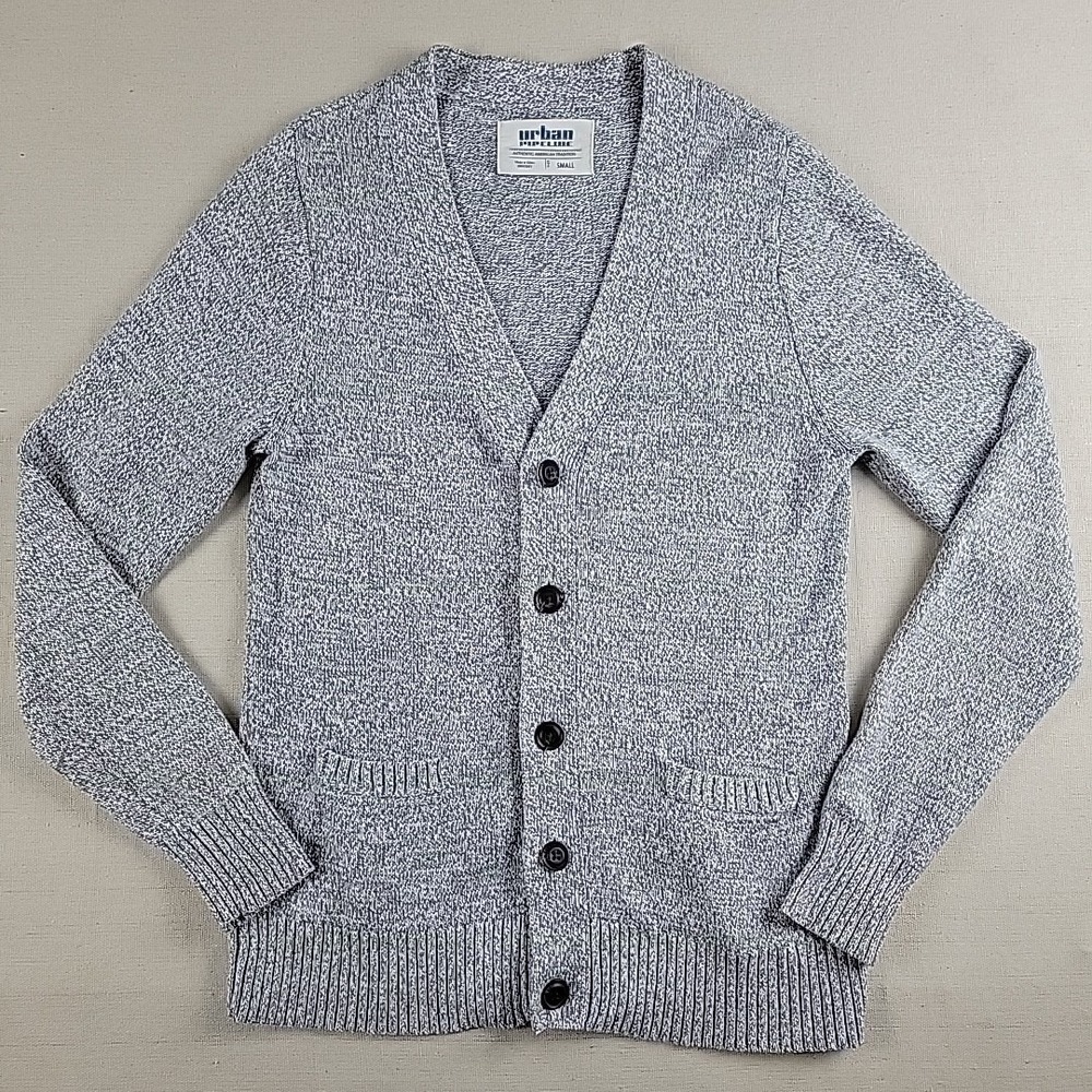 Urban Pipeline Cardigan Sweater Men's Small Gray Button Front Cotton Blend